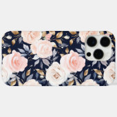 Coques Case-Mate iPhone Chic bleu rose Abstrait floral (Verso (horizontal))