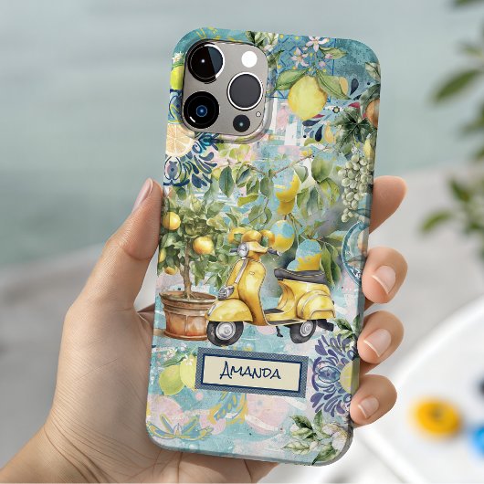 Coques Case-Mate iPhone Chic bleu turquoise sicilien citrus collage floral
