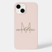 Coques Case-Mate iPhone Chic Blush Pink Gold Monogramme Nom initial Script (Verso)