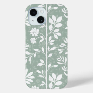Coque Pour iPhone 15 Chic Botanique Art Floral Poétique Vert Sauge Doux