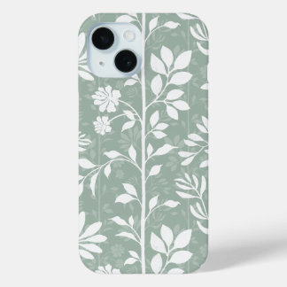 Coque Pour iPhone 15 Chic Botanique Art Floral Poétique Vert Sauge Doux