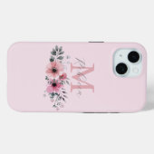 Coques Case-Mate iPhone Chic botanique rose poudré aquarelle floral  (Verso (horizontal))