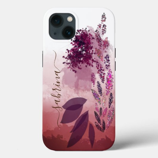 Coques Case-Mate iPhone Chic Bourgogne Aquarelle Monogramme Floral (Verso)