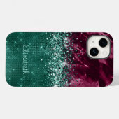 Coques Case-Mate iPhone Chic Bourgogne Turquoise Monnaie Parties scintilla (Verso (horizontal))