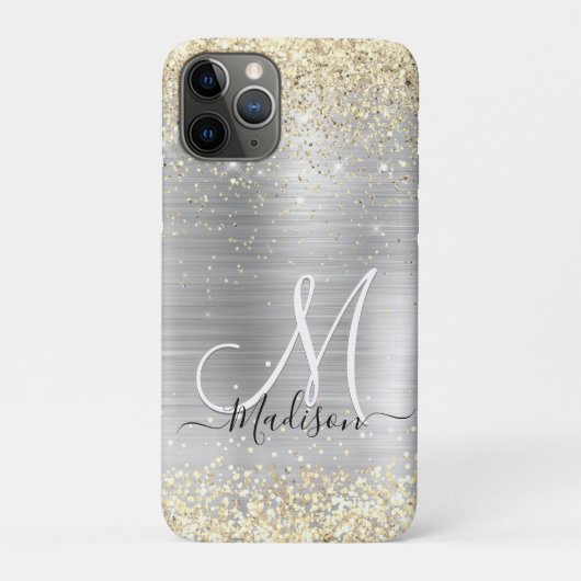 Coques Case-Mate iPhone Chic brossé métal or fausse parties scintillant (Dos)