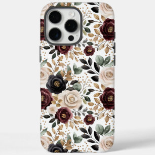 Coques iPhone 16 Pro Max Chic Burgundy Crème Floral  