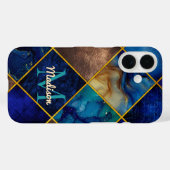 Coques Case-Mate iPhone Chic ceinture fausse Parties scintillant or bleu g (Verso (horizontal))