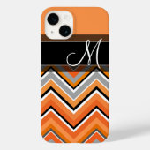 Coques Case-Mate iPhone Chic Chevron Motif noir gris orange monogramme (Verso)