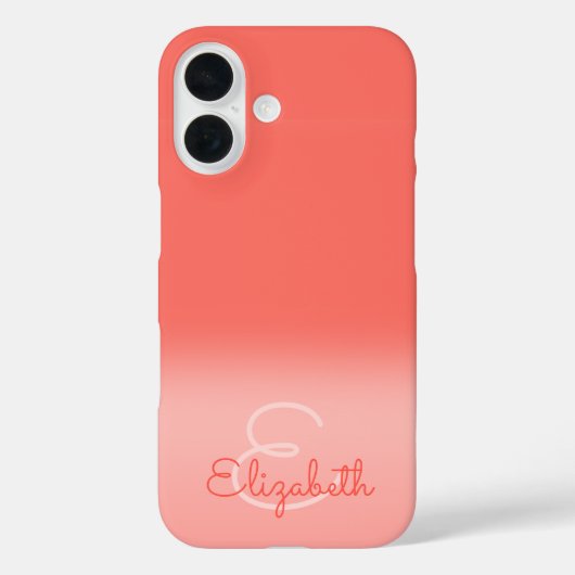 Coques Case-Mate iPhone Chic Coral Ombre Nom Lettre initiale Monogramme (Verso)
