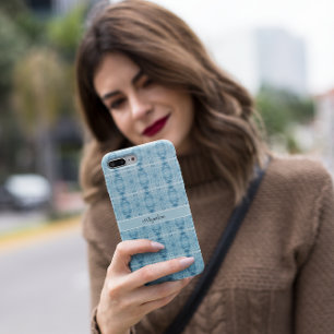 Case-Mate iPhone Case Chic Cristallin Motif de plume bleu et blanc