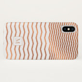 Coques Case-Mate iPhone Chic cuivre et Rose or huile Chevron Monogramme (Dos (Horizontal))