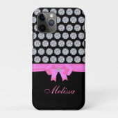 Coques Case-Mate iPhone Chic Diamond motif & nom calligraphie sur noir (Dos)