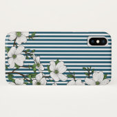 Coques Case-Mate iPhone Chic Dogwood Blossoms & Stripes Motif (Dos (Horizontal))