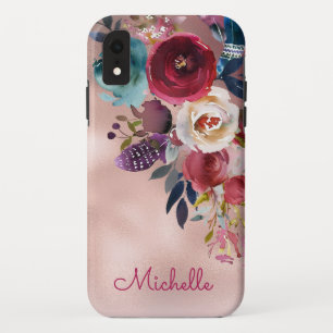 Case-Mate iPhone Case Chic Elegant Bourgogne Pink Navy Nom Floral