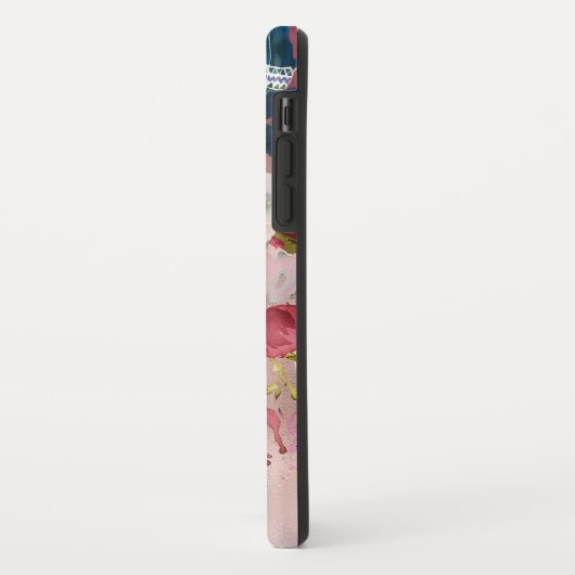 Coques Case-Mate iPhone Chic Elegant Bourgogne Pink Navy Nom Floral (Dos/Gauche)
