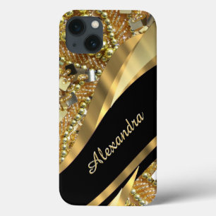 Case-Mate iPhone Case Chic élégant noir et or bling personnalisé