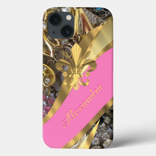 Coques Case-Mate iPhone Chic élégant or et rose bling personnalisé (Verso)