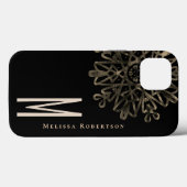 Coques Case-Mate iPhone Chic Elegant Or Ornate Monogramme (Verso (horizontal))