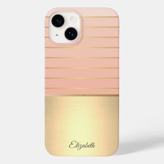 Coques Case-Mate iPhone Chic Élégant Rayé Or (Verso)