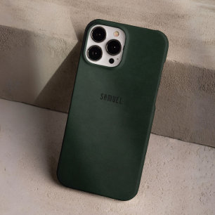 Coques iPhone 16 Pro Chic Elegant Vert foncé Nom personnalisé Masculine