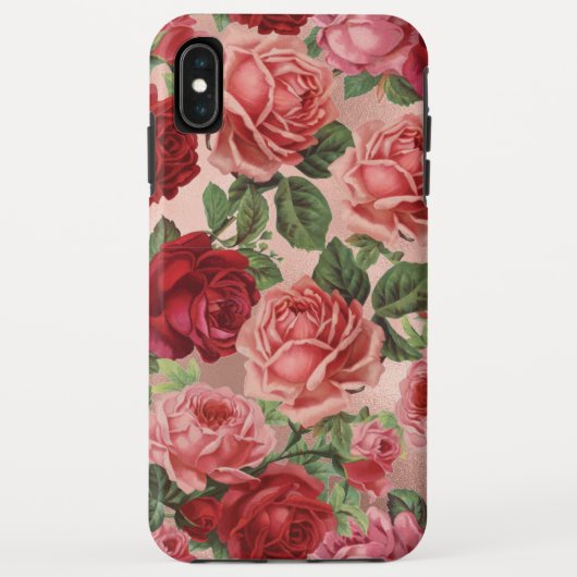 Coques Case-Mate iPhone Chic Elegant Vintage Rose Rouge Roses Nom Floral (Dos)