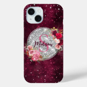 Coques Case-Mate iPhone Chic faux argent Parties scintillant Bourgogne Flo (Verso)