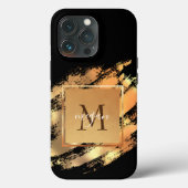 Coques Case-Mate iPhone Chic Faux Gold Glam Painted Brushstroke Signature (Verso)