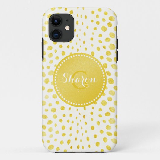 Coques Case-Mate iPhone Chic faux or brillant imprimé guépard monogramme (Dos)