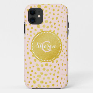 Coques Pour iPhone Chic faux or scintillant guépard imprimé monogramm