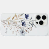 Coques Case-Mate iPhone Chic Fleur Bleue Aquarelle Monogrammée (Verso (horizontal))