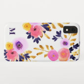 Coques Case-Mate iPhone Chic Floral Peint Aquarelle Monogramme (Dos (Horizontal))