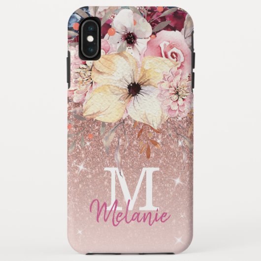 Coques Case-Mate iPhone Chic Floral Rose Gold Parties scintillant iPhone X (Dos)