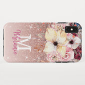 Coques Case-Mate iPhone Chic Floral Rose Gold Parties scintillant iPhone X (Dos (Horizontal))
