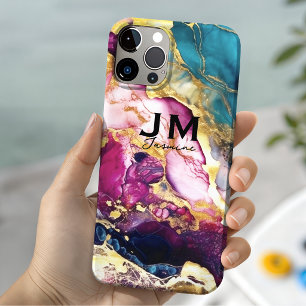 Coque Pour iPhone 14 Chic girly coloré en marbre faux parties scintilla