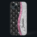 Case-Mate iPhone Case Chic girly faux parties scintillant argent noir ro<br><div class="desc">Jolie chic et élégante parties scintillant en faux argent girly et strass bling avec le design tuffted noir pour créer un coque élégant spécial unique pour protéger votre appareil. Belle couverture moderne et cool pour le brancheur tendance et amateur d'art. Ce design élégant et sophistiqué conviendra parfaitement aux filles qui...</div>