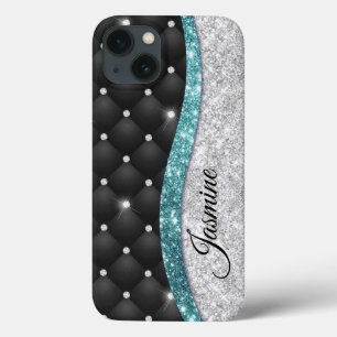 Case-Mate iPhone Case Chic girly faux parties scintillant argent noir tu