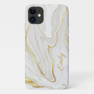 Case-Mate iPhone Case Chic Girly Gold et Marbre blanc Nom personnalisé