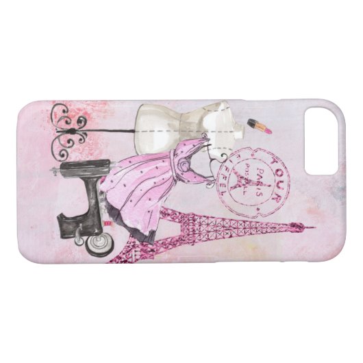 Coques Case-Mate iPhone Chic Girly Pink Paris Mode iPhone (Dos (Horizontal))