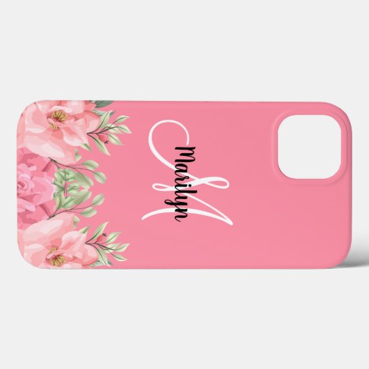 Coques Case-Mate iPhone Chic Girly rose Floral Nom (Verso (horizontal))