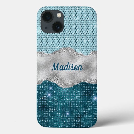 Coques Case-Mate iPhone Chic girly turquoise menthe vert parties scintilla (Verso)