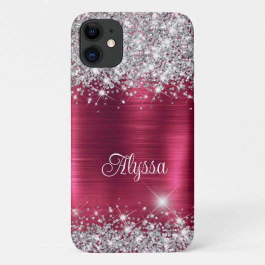 Coques Case-Mate iPhone Chic Glittery Burgundy Glam Nom (Dos)
