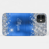Coques Case-Mate iPhone Chic Glittery Royal Blue Glam Nom (Dos (Horizontal))