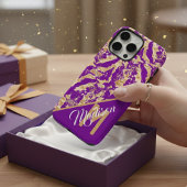 Coques Case-Mate iPhone Chic Golden Marble violet Custom monogramme initia