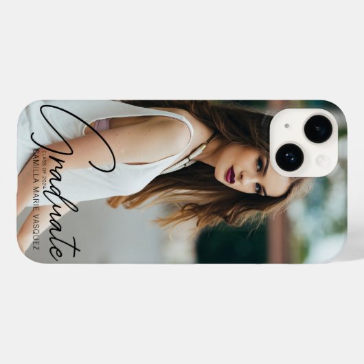 Coques Case-Mate iPhone Chic Graduate Photo Black Script Graduation (Verso (horizontal))