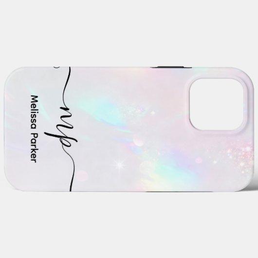 Coques Case-Mate iPhone Chic Holographic Iridescent Monogram (Verso (horizontal))