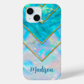 Coques Case-Mate iPhone Chic holographique girly style bleu (Verso)