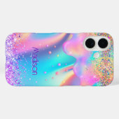 Coques Case-Mate iPhone Chic holographique monogramme de parties scintilla (Verso (horizontal))