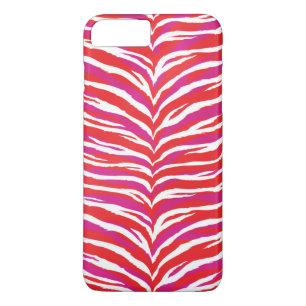 Coque Case-Mate Pour iPhone Chic imprimé monogramme rose rouge blanc zèbre col