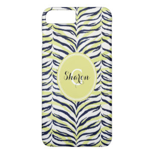 Etui iPhone Case-Mate Chic imprimé zèbre noir et jaune coloré monogramme