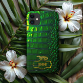 Coques Case-Mate iPhone Chic Iridescente Vert Faux Crocodile Monogramme